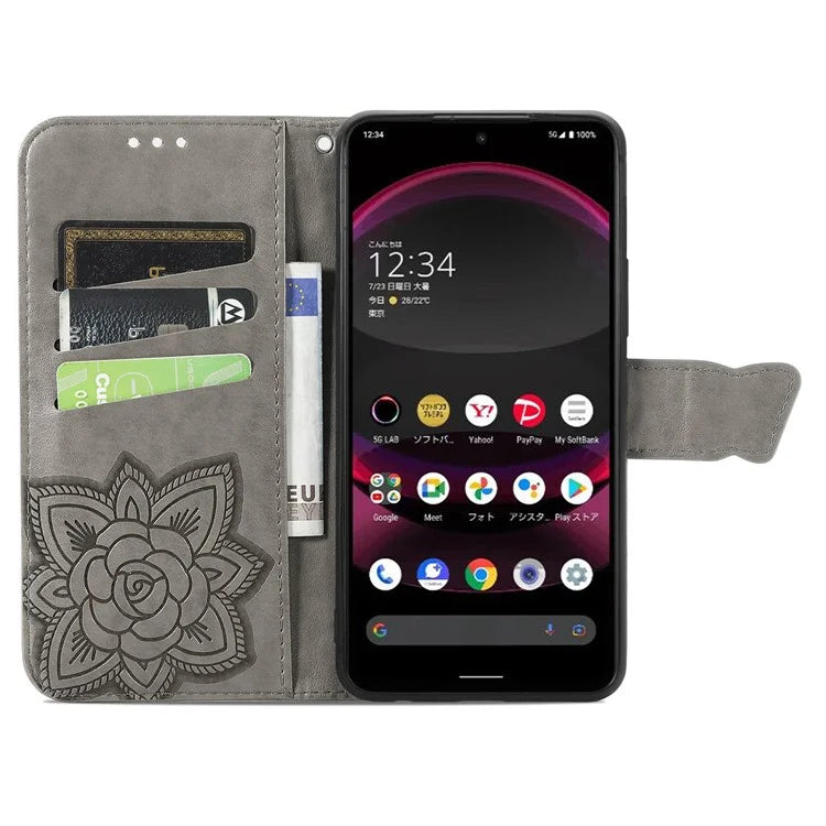 For Sharp Aquos R8 Pro Case Purse Card Holders Butterfly Pattern PU Leather Phone Cover