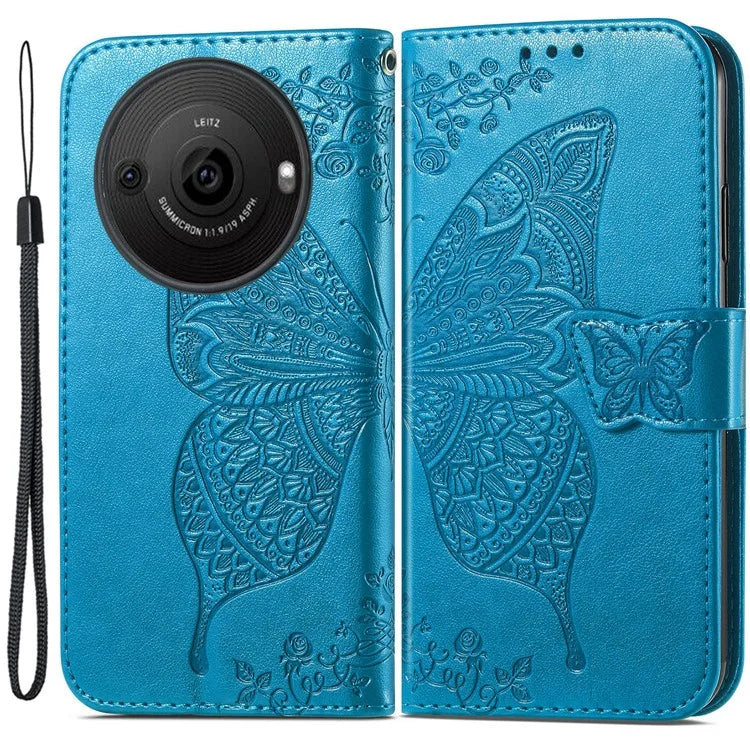 For Sharp Aquos R8 Pro Case Purse Card Holders Butterfly Pattern PU Leather Phone Cover