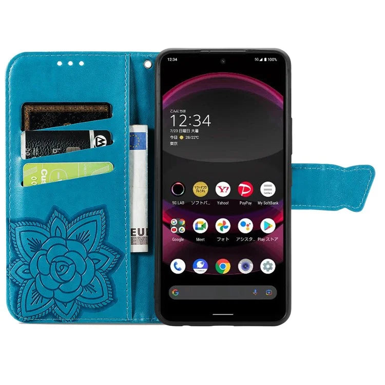 For Sharp Aquos R8 Pro Case Purse Card Holders Butterfly Pattern PU Leather Phone Cover