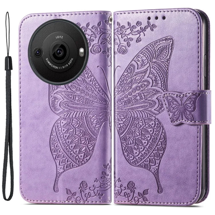 For Sharp Aquos R8 Pro Case Purse Card Holders Butterfly Pattern PU Leather Phone Cover
