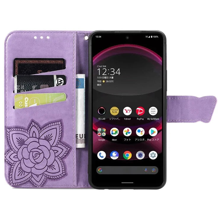 For Sharp Aquos R8 Pro Case Purse Card Holders Butterfly Pattern PU Leather Phone Cover