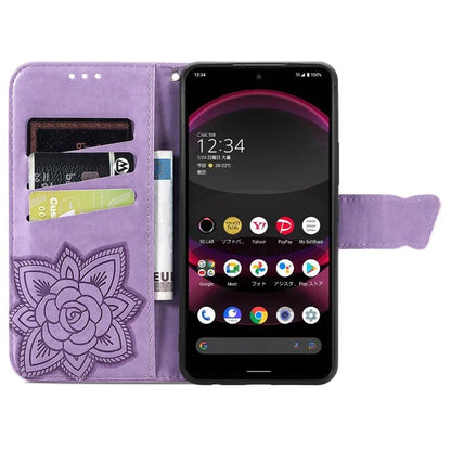 For Sharp Aquos R8 Pro Case Purse Card Holders Butterfly Pattern PU Leather Phone Cover