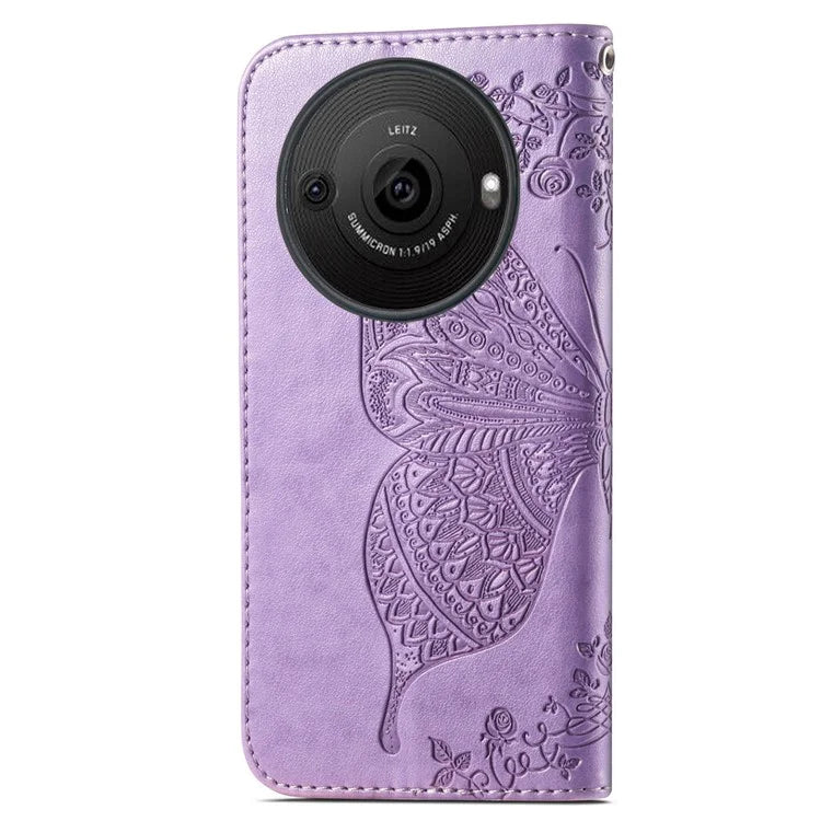 For Sharp Aquos R8 Pro Case Purse Card Holders Butterfly Pattern PU Leather Phone Cover