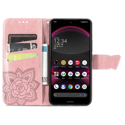 For Sharp Aquos R8 Pro Case Purse Card Holders Butterfly Pattern PU Leather Phone Cover