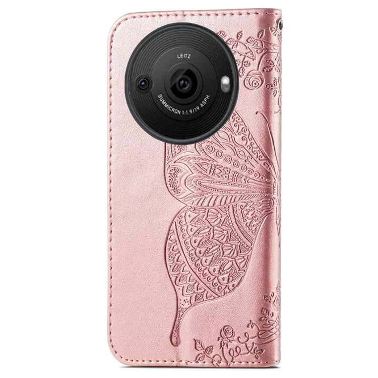 For Sharp Aquos R8 Pro Case Purse Card Holders Butterfly Pattern PU Leather Phone Cover