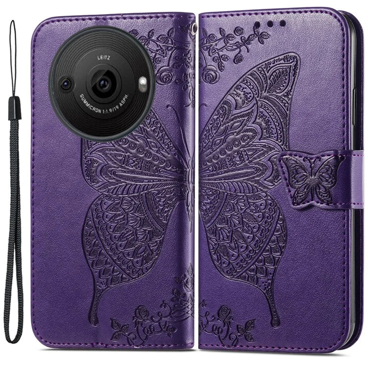 For Sharp Aquos R8 Pro Case Purse Card Holders Butterfly Pattern PU Leather Phone Cover