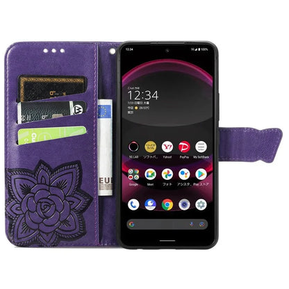 For Sharp Aquos R8 Pro Case Purse Card Holders Butterfly Pattern PU Leather Phone Cover