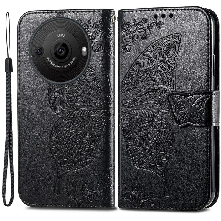 For Sharp Aquos R8 Pro Case Purse Card Holders Butterfly Pattern PU Leather Phone Cover