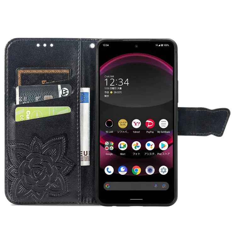 For Sharp Aquos R8 Pro Case Purse Card Holders Butterfly Pattern PU Leather Phone Cover