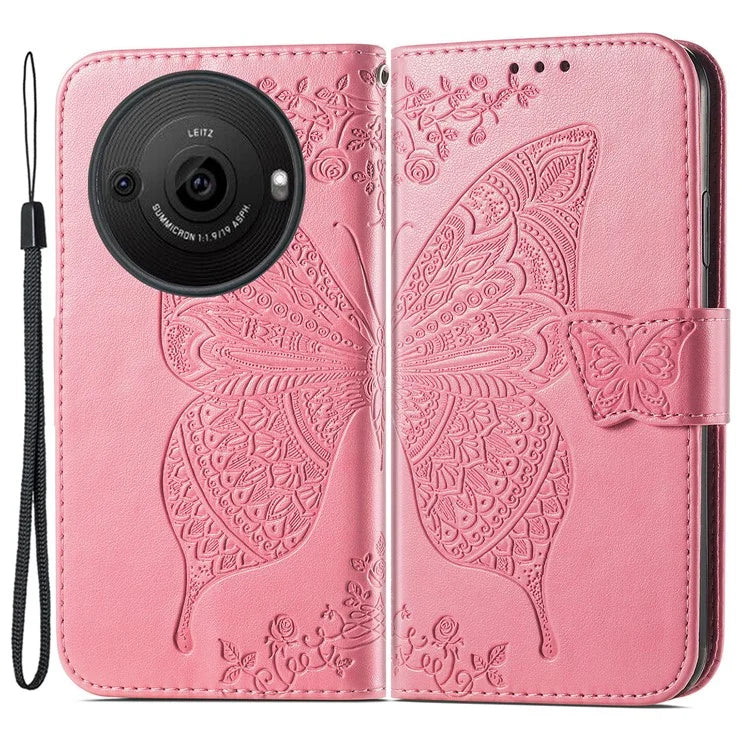 For Sharp Aquos R8 Pro Case Purse Card Holders Butterfly Pattern PU Leather Phone Cover
