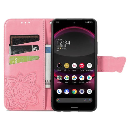 For Sharp Aquos R8 Pro Case Purse Card Holders Butterfly Pattern PU Leather Phone Cover