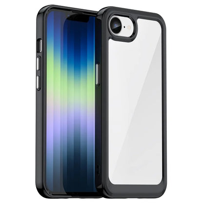 For iPhone SE (2024) Clear Back Case Colorful Frame TPU+Acrylic Phone Cover