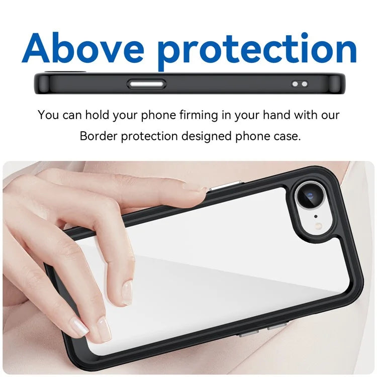 For iPhone SE (2024) Clear Back Case Colorful Frame TPU+Acrylic Phone Cover