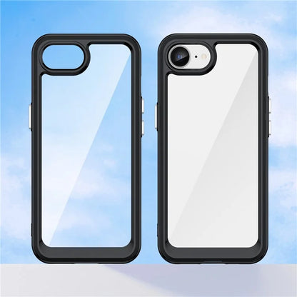 For iPhone SE (2024) Clear Back Case Colorful Frame TPU+Acrylic Phone Cover