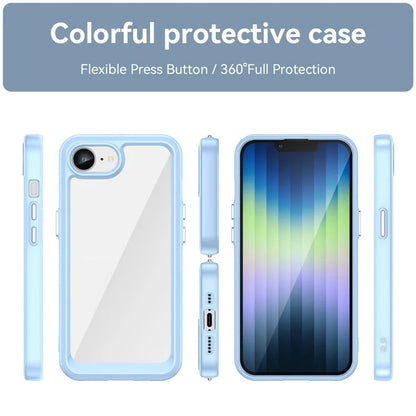 For iPhone SE (2024) Clear Back Case Colorful Frame TPU+Acrylic Phone Cover