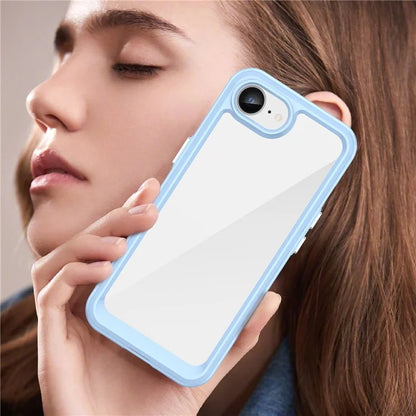 For iPhone SE (2024) Clear Back Case Colorful Frame TPU+Acrylic Phone Cover