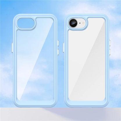 For iPhone SE (2024) Clear Back Case Colorful Frame TPU+Acrylic Phone Cover