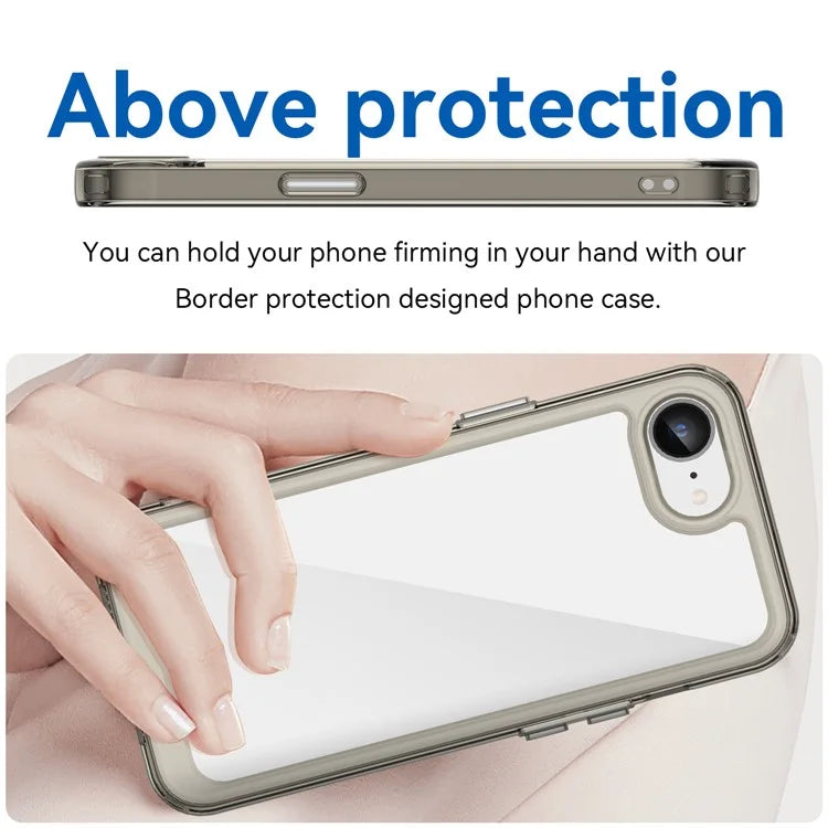 For iPhone SE (2024) Clear Back Case Colorful Frame TPU+Acrylic Phone Cover