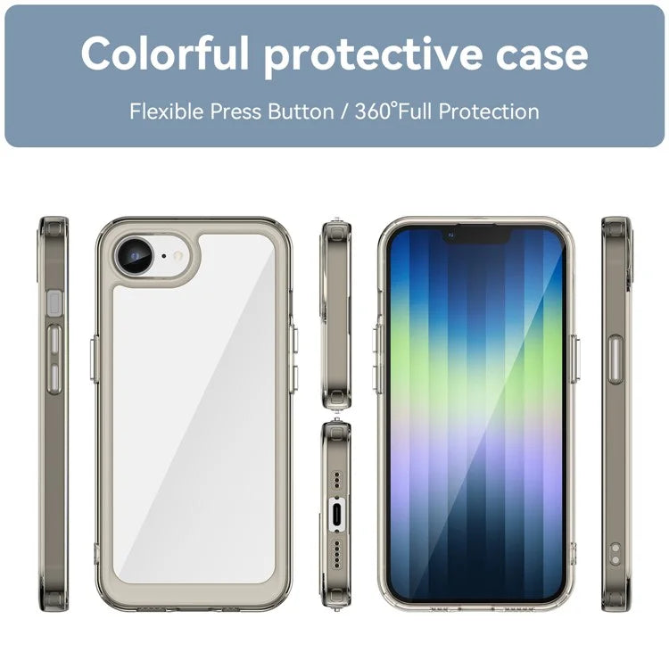 For iPhone SE (2024) Clear Back Case Colorful Frame TPU+Acrylic Phone Cover