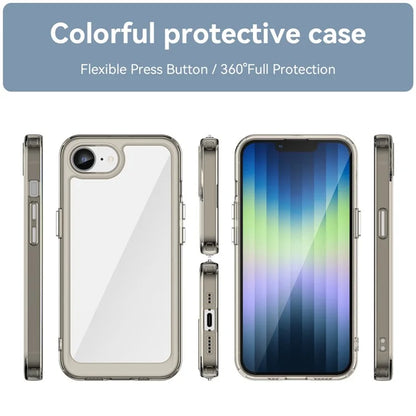 For iPhone SE (2024) Clear Back Case Colorful Frame TPU+Acrylic Phone Cover