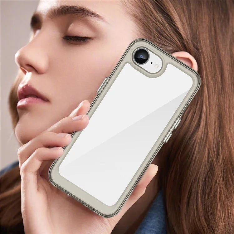 For iPhone SE (2024) Clear Back Case Colorful Frame TPU+Acrylic Phone Cover