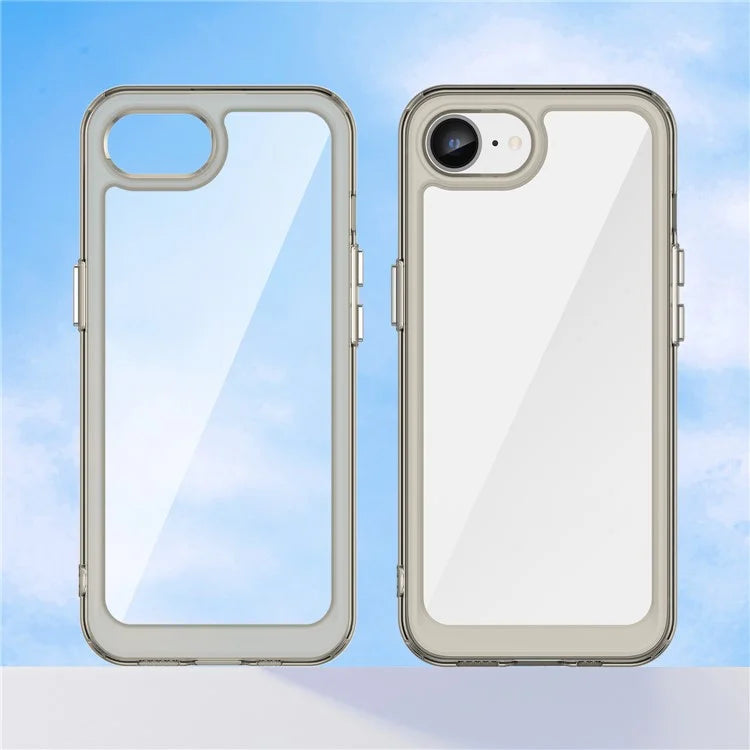For iPhone SE (2024) Clear Back Case Colorful Frame TPU+Acrylic Phone Cover