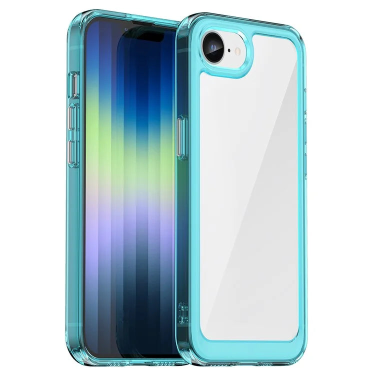 For iPhone SE (2024) Clear Back Case Colorful Frame TPU+Acrylic Phone Cover