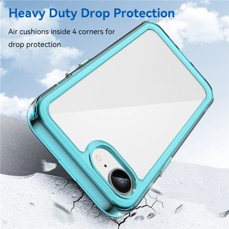For iPhone SE (2024) Clear Back Case Colorful Frame TPU+Acrylic Phone Cover