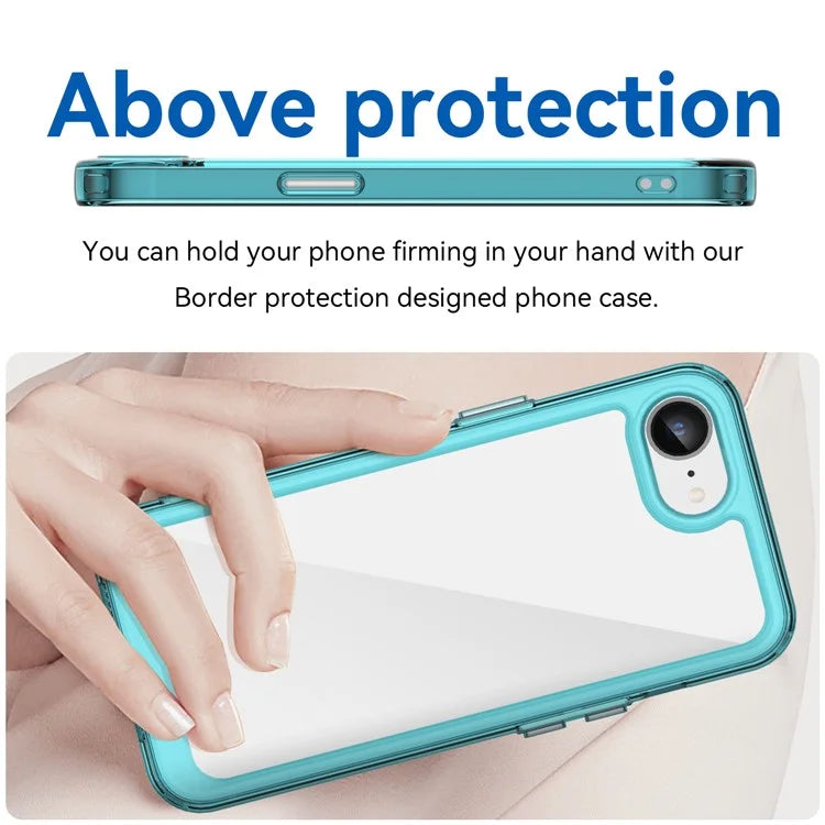 For iPhone SE (2024) Clear Back Case Colorful Frame TPU+Acrylic Phone Cover