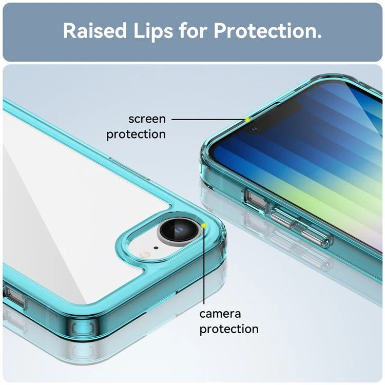 For iPhone SE (2024) Clear Back Case Colorful Frame TPU+Acrylic Phone Cover
