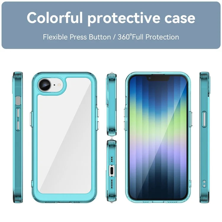 For iPhone SE (2024) Clear Back Case Colorful Frame TPU+Acrylic Phone Cover
