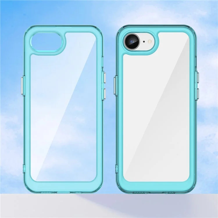 For iPhone SE (2024) Clear Back Case Colorful Frame TPU+Acrylic Phone Cover