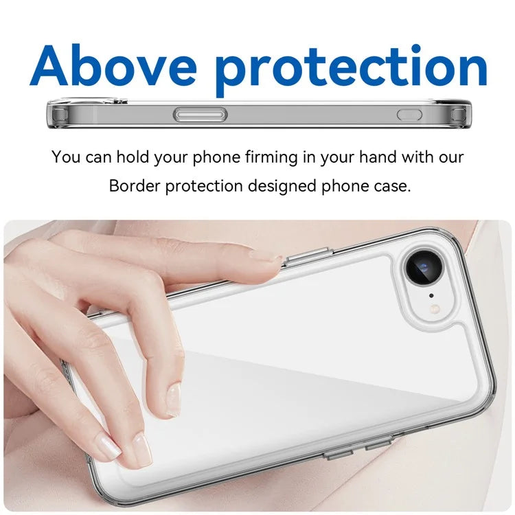 For iPhone SE (2024) Clear Back Case Colorful Frame TPU+Acrylic Phone Cover
