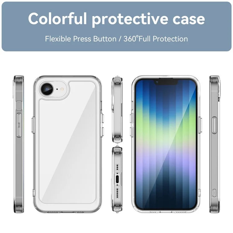 For iPhone SE (2024) Clear Back Case Colorful Frame TPU+Acrylic Phone Cover