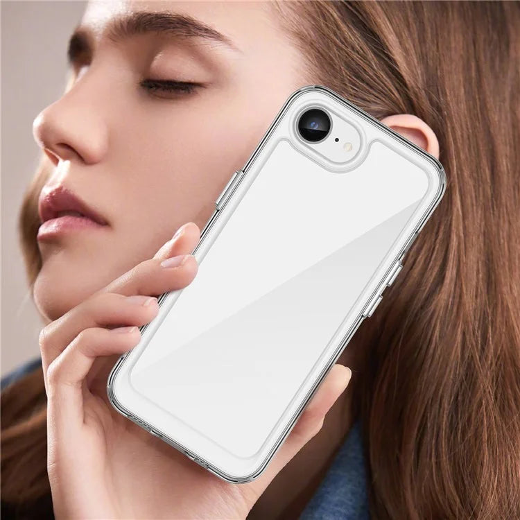 For iPhone SE (2024) Clear Back Case Colorful Frame TPU+Acrylic Phone Cover