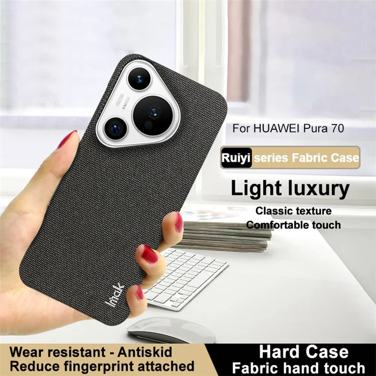 IMAK Ruiyi Series for Huawei Pura 70 Case Fabric Surface Leather Coated Hard PC Back Cover
