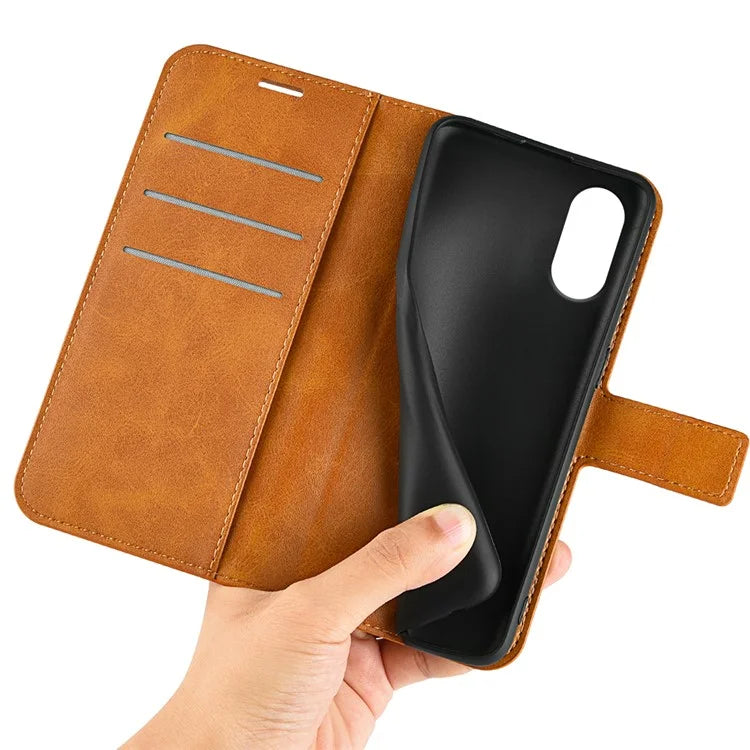 For Motorola Moto G Play (2024) 4G Case Card Slots Calf Texture Leather Wallet Phone Cover
