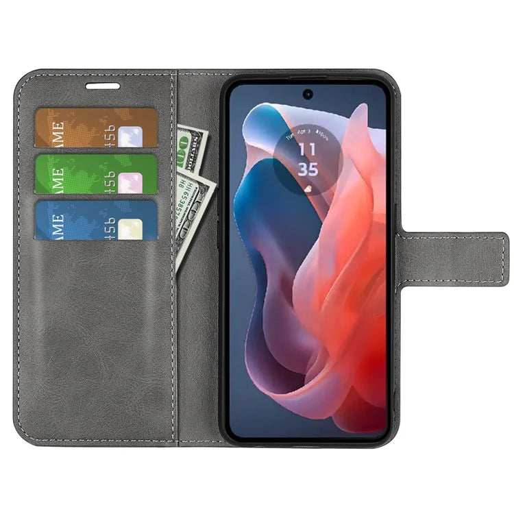 For Motorola Moto G Play (2024) 4G Case Card Slots Calf Texture Leather Wallet Phone Cover