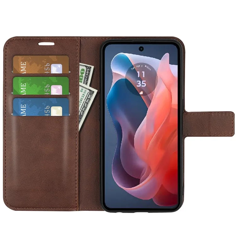 For Motorola Moto G Play (2024) 4G Case Card Slots Calf Texture Leather Wallet Phone Cover