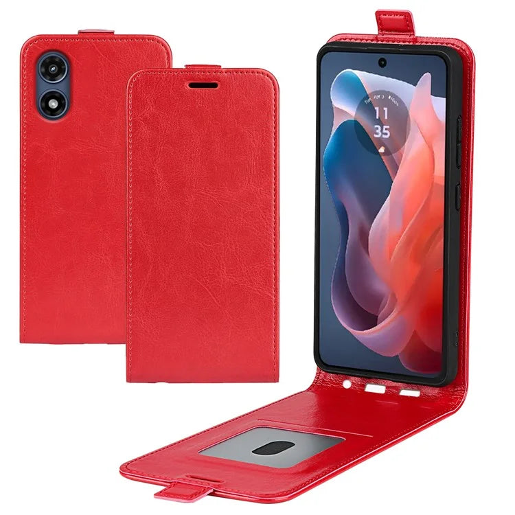 For Motorola Moto G Play (2024) 4G Case Card Slot Leather Phone Cover Vertical Flip Closing