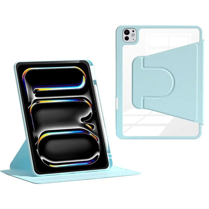 For iPad Pro 11 (2024) Case PU Leather+Acrylic+TPU Rotating Tablet Cover Auto Wake / Sleep
