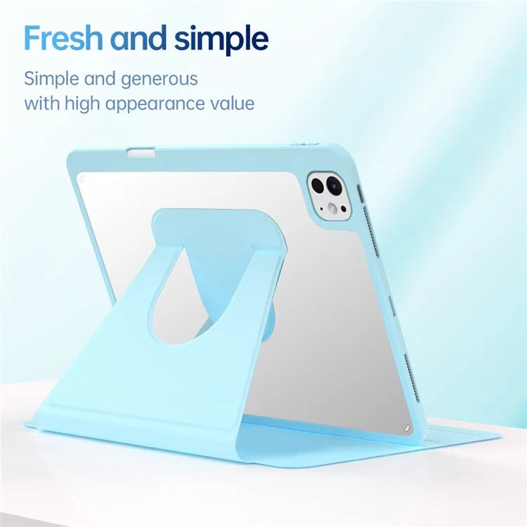 For iPad Pro 11 (2024) Case PU Leather+Acrylic+TPU Rotating Tablet Cover Auto Wake / Sleep