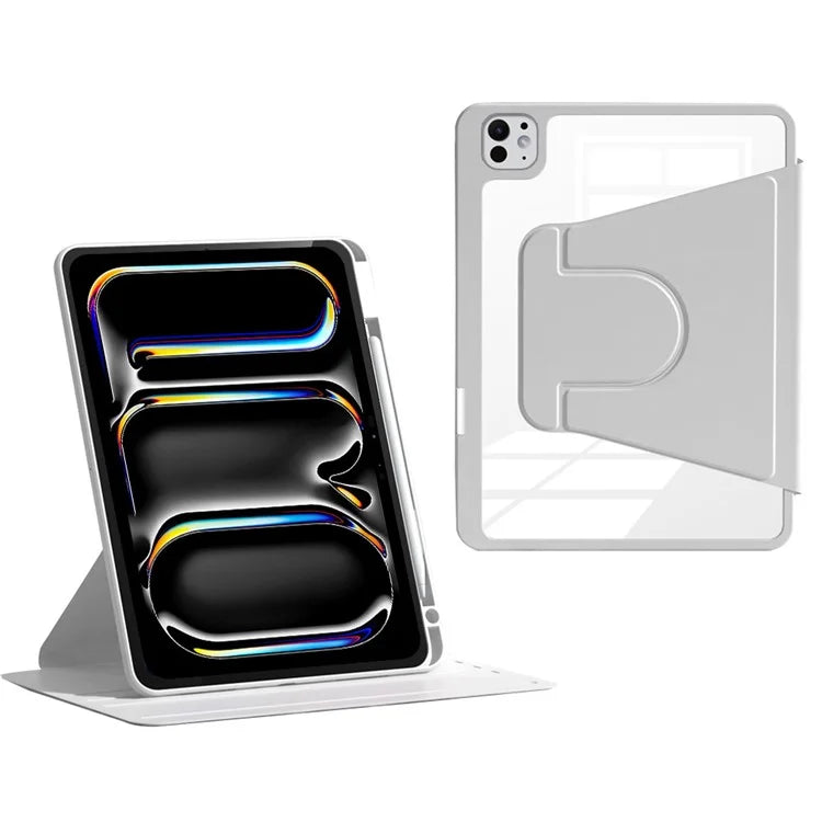 For iPad Pro 11 (2024) Case PU Leather+Acrylic+TPU Rotating Tablet Cover Auto Wake / Sleep