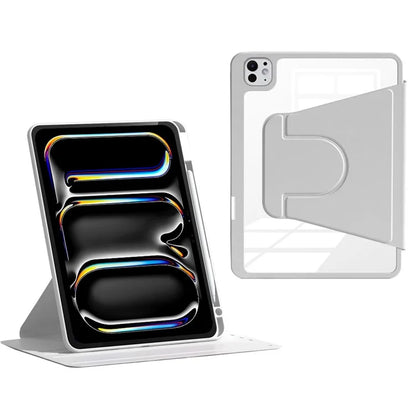 For iPad Pro 11 (2024) Case PU Leather+Acrylic+TPU Rotating Tablet Cover Auto Wake / Sleep
