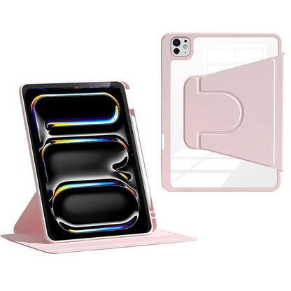 For iPad Pro 11 (2024) Case PU Leather+Acrylic+TPU Rotating Tablet Cover Auto Wake / Sleep