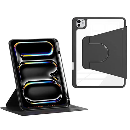 For iPad Pro 11 (2024) Case PU Leather+Acrylic+TPU Rotating Tablet Cover Auto Wake / Sleep