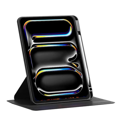 For iPad Pro 11 (2024) Case PU Leather+Acrylic+TPU Rotating Tablet Cover Auto Wake / Sleep