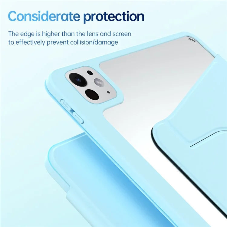 For iPad Pro 11 (2024) Case PU Leather+Acrylic+TPU Rotating Tablet Cover Auto Wake / Sleep