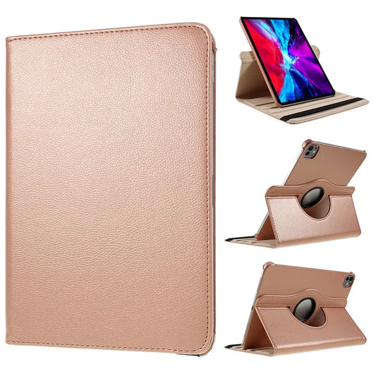 For iPad Pro 11 (2024) Case Rotating Stand PU Leather Protective Cover Gold