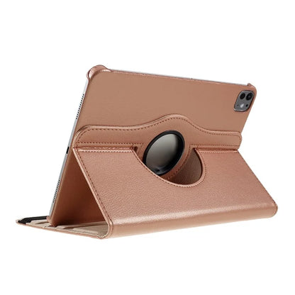 For iPad Pro 11 (2024) Case Rotating Stand PU Leather Protective Cover Gold